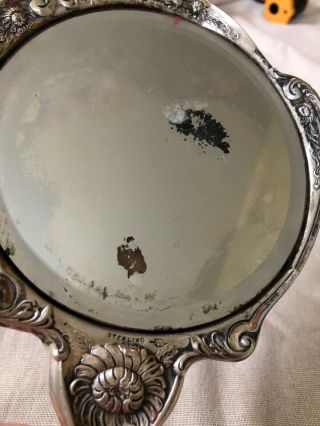 Antique/vintage hand held mirror - sterling 2
