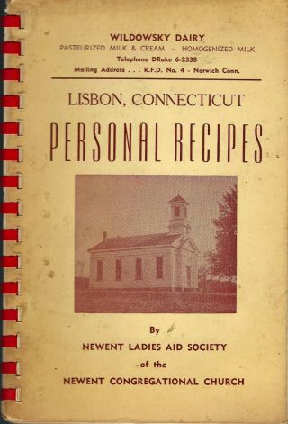 Lisbon Ct Antique Congregational Church Personal Recipes Cook Book Local Ads