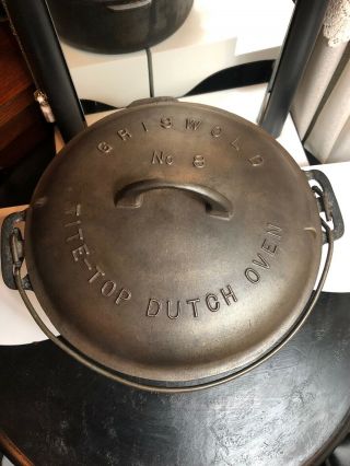 Griswold No 8 Tite - Top Dutch Oven With Lid And Trivet