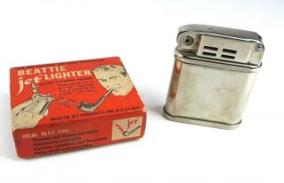 Vintage Beattie Jet Pipe Cigarette Lighter / Box Flints And Papers