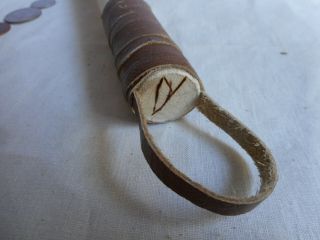 Navajo Indian Made War Club Willow Branch Rock Leather Signed 11 