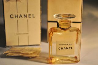 Rare Vintage Chanel Russia Leather Bottle (empty) W/both Boxes And Instructions