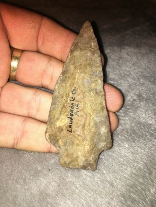 Indian Artifact Arrowhead Spear Point Lauderdale Co Alabama 5