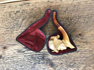Carved Meerschaum Pipe Real Amber Vintage Antique Circa 1900