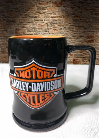 2000 Harley Davidson 5 1/4 " Tall Black Shield Stein Mug Euc