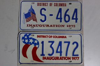 1973 & 1977 District Of Columbia Washington Dc Inaugural License Plate Tag 73 77
