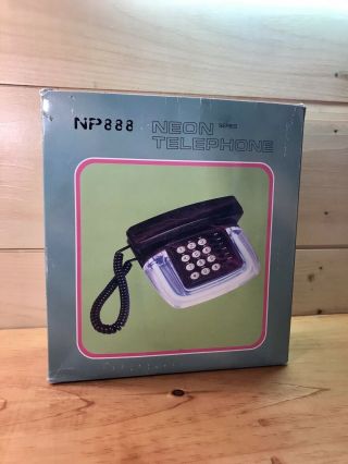 Vintage Neon Light Up Telephone NP 888 Purple Phone Tabletop 4