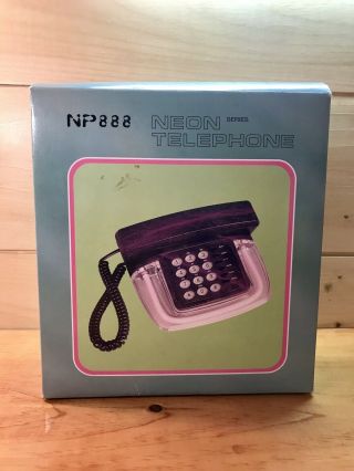Vintage Neon Light Up Telephone NP 888 Purple Phone Tabletop 6