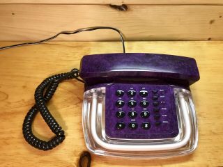 Vintage Neon Light Up Telephone NP 888 Purple Phone Tabletop 8