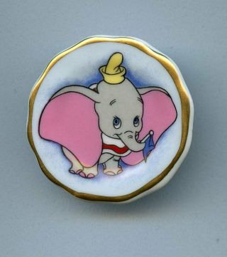 Wdp Walt Disney Prod Staffordshire Porcelain Mini Plate Dumbo Elephant Pin Rare