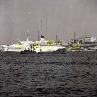 Ss Galileo Galilei Anchored In Harbor - Lloyd Triestino - Vintage Ship Negative