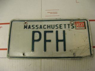 1987 87 Massachusetts Ma License Plate Pfh Vanity