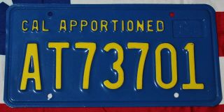 1982 California Apportioned License Plate