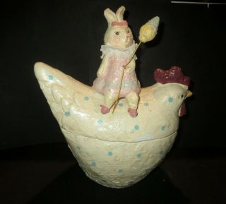 Vintage Paper Mache Candy Container Easter Bunny Rabbit