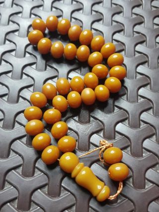 Yellow Islamic Faturan Tesbih Misbaha Amber Bakelite Prayer 33 Beads Rosary