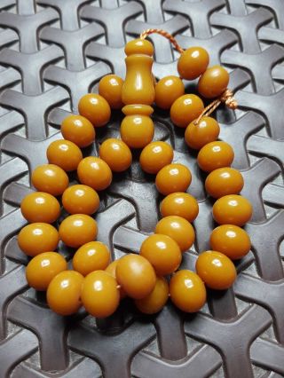 yellow Islamic Faturan Tesbih Misbaha Amber Bakelite Prayer 33 Beads Rosary 4