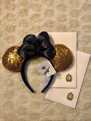 Disneyland Club 33 Minnie Mouse Sequin Headband Ears Nwt,  Napkins/tissue Paper
