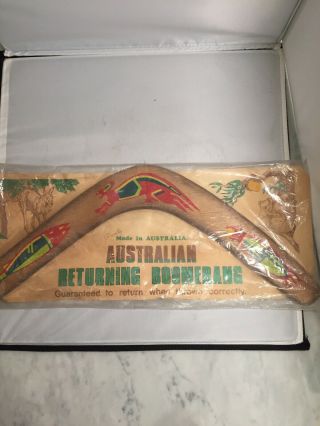 Vintage Australian Returning Hand Painted Kangaroo Boomerang Australia