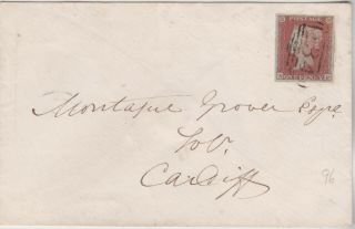1850 Qv Bristol Cover With A 4 Margin 1d Penny Red Stamp Sent To Cardiff Wales
