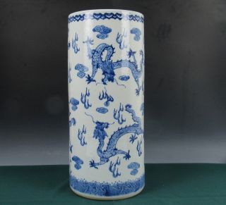 A Chinese Large Blue White Porcelain Vase Umbrella Stand Hat Stand 17 " Height