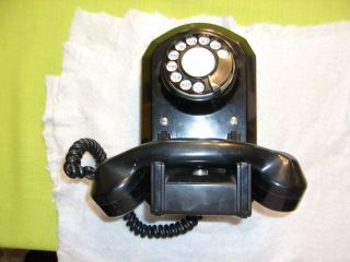 Vintage Automatic Electric Black Bakelite Rotary Dial Wall Telephone