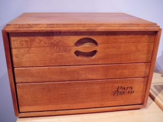 Vtg Baribocraft Teak Stained Maple Solid Wood Breadbox 60 