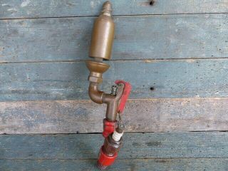 Antique Steam Whistle 1/2 " Port Brass Train Locomotive Engine Red Hand