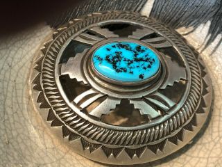 Navajo Turquoise And Sterling Silver Belt Buckle