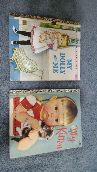 Vintage Litte Golden Books 300 My Kitten 1953 & 418 My Dolly And Me 1960