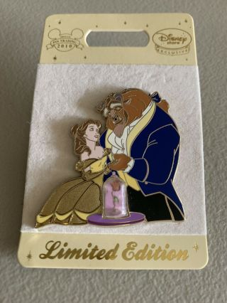 Disney Store Uk Beauty & The Beast 3d Rose Pin Le 800 Htf Rare Belle Europe