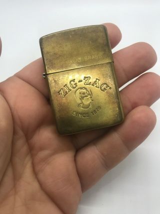 1986 Zippo Lighter Brass Zig Zag Wrapping Papers Old Lighter
