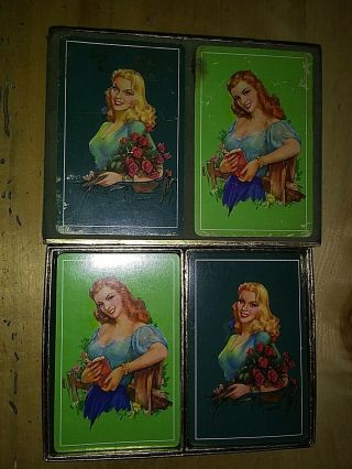 Vintage Pin Up Girls Double Deck Playing Cards Pinochle