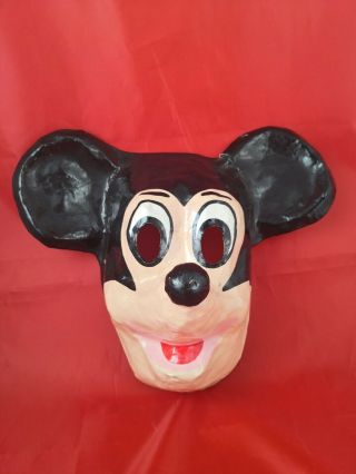 Vintage Mid Century Mickey Mouse Head / Mask / Disney / Folk Art - Paper Machet