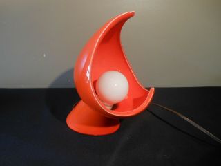 Vintage Mid Century Mod Space Age Ceramic Orange Table Lamp Retro