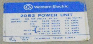 Bell System Western Electric 20B2 Power Unit 3