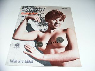 Vtg 1965 Naturist Calendar Nudist Sexy Full Frontal Nudes Pin - Up Girls Swingers