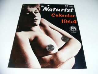 Vtg 1964 Naturist Calendar Nudist Sexy Full Frontal Nudes Pin - Up Girls Swingers