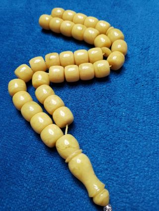 Yellow Faturan Amber Rosary German Bakelite Islamic Prayer 33 Beads 66gr Tesbih