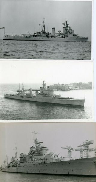 3 Rare - Royal Navy - Photos - Hms Birmingham - C19 - 1940 / 50s