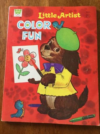 Vintage Little Artist Color Fun Coloring Activity Book Whitman Dog Bluebird Nos