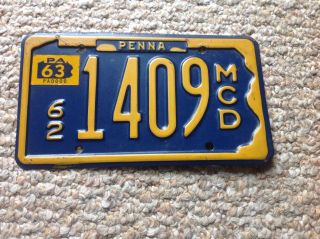 1962 Pennsylvania Motorcycle Dealer License Plate