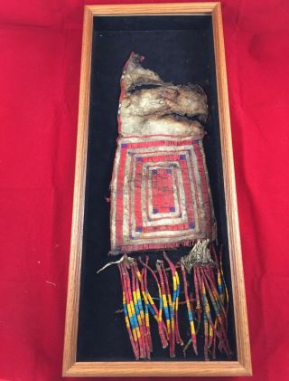 Quilled Sioux Pipe Bag And Display Case,  Late 1800s,