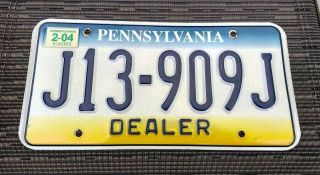 2004 Pennsylvania Dealer License Plate Tag J13 - 909j