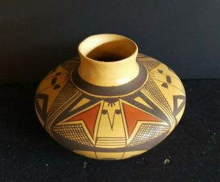 Hopi Pottery,  Medium Polychrome Pot,  Nampeyo Clown Design,  Signed 6