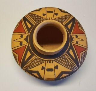Hopi Pottery,  Medium Polychrome Pot,  Nampeyo Clown Design,  Signed 7
