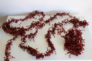 Red Glass Beaded Garlands,  Multiple Strands,  Holliday,  Cranberry