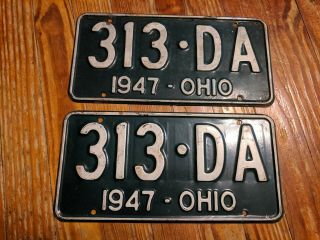 Vintage 1947 Ohio Automobile License Plate Set 313 - Da
