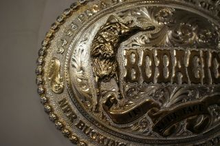 BODACIOUS Belt BUCKLE - 1994 95 PRCA BUCKING BULL OF THE YEAR - Silver Plated 2