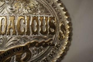 BODACIOUS Belt BUCKLE - 1994 95 PRCA BUCKING BULL OF THE YEAR - Silver Plated 3