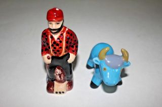 Paul Bunyan & Babe The Blue Ox Ceramic Figurines
